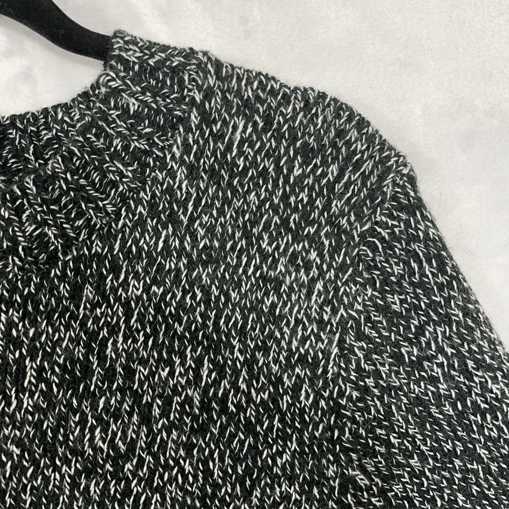 Zara Mini Shift Dress NWT Womens L Black Marled Short Sleeve Knit Sweater Office